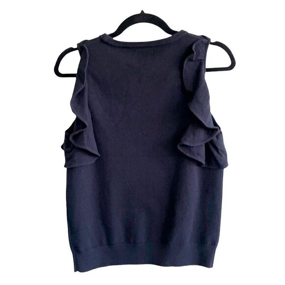 ANTHROPOLOGIE by Anthropologie Sleeveless Knit Sweater Tank Top Ruffle Blue S - Picture 2 of 3